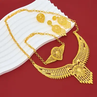Cross-Border European and American Popular Jewelry Women's Exaggerated Large Set Necklace Set 3.8 Women's Day Gift Goddess Accessories