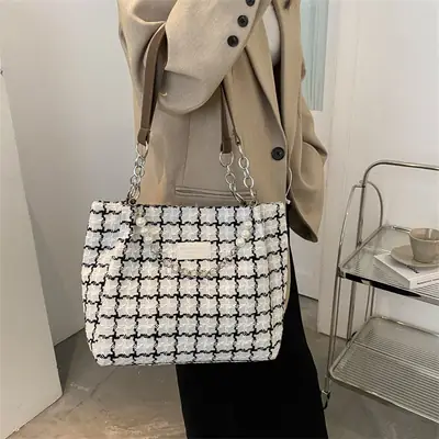 Cross-Border Plaid Women's Tote Bag