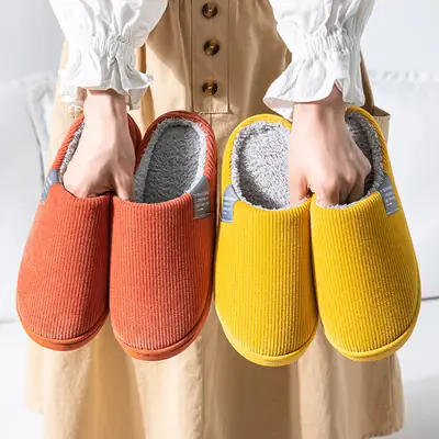 Winter Fleece Lined Cotton Slippers for Women & Men