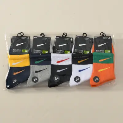5 Pairs of Naike Autumn and Winter Men's Mid-Calf Socks, Versatile, Sweat-Absorbent, Breathable Cotton Colorful Sports Socks, Trendy Casual Socks