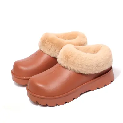 Women's Warm Plush Snow Boots Large Brown