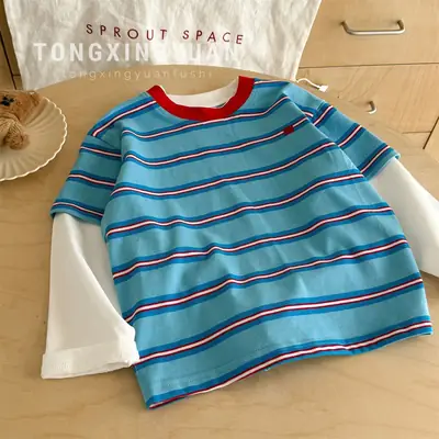 Baby Striped Long Sleeve T-Shirt Blue Red White