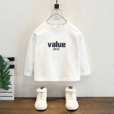 Boys White Letter T-Shirt Spring Autumn Korean Style