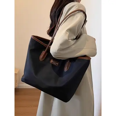 Women's Large Capacity Oxford Tote Bag Navy Blue