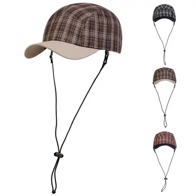 Korean Plaid Soft Top Hat for Women Spring Summer Outdoor Camping