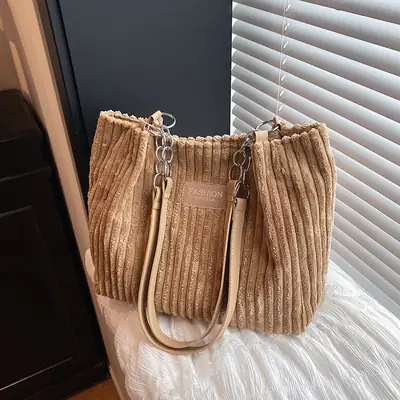 Large Capacity Corduroy Chain Shoulder Bag Women