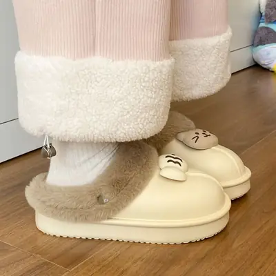 Winter Fleece Lined Women's Cotton Slippers