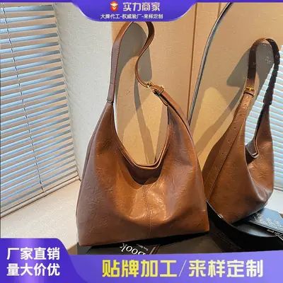 Women Large Brown Leather Shoulder Bag 2025