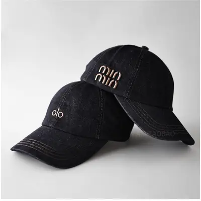 Men Denim Baseball Cap with Embroidered Logo