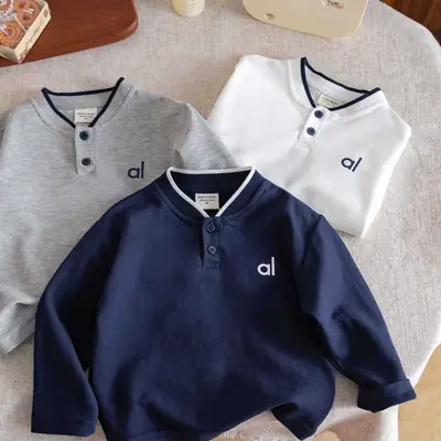 Children's 2-Piece Polo Shirt Set White Grey Blue