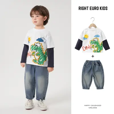 Boys' Toddler T-Shirt Set with Printed Design
