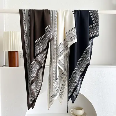 Black Retro Waist Scarf for Women Silk Turban Belt