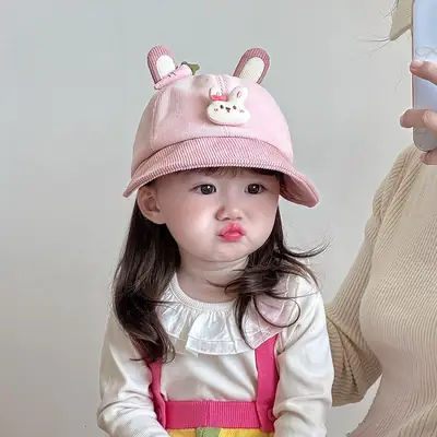 Kids Cute Rabbit Hat Autumn Winter Warm Windproof Large Bristle