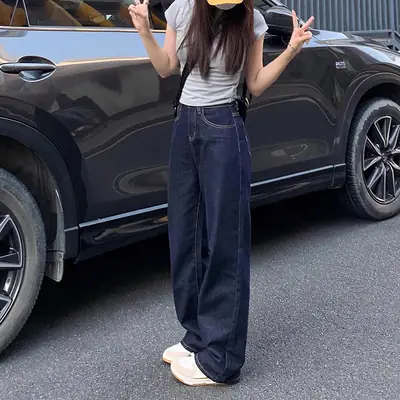 Dark Blue Wide Leg Jeans for Women 2025