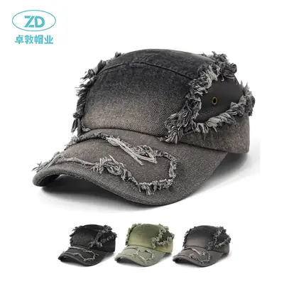 Denim Ripped Raw Edge Baseball Cap Men's Outdoor