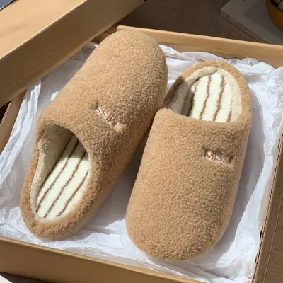 Silent Wool Slippers Women Winter Non-Slip Indoor