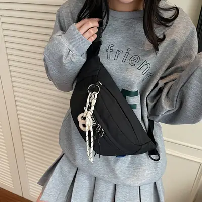 Black Canvas Crossbody Bag for Women 2026