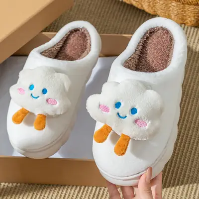 Cute Cartoon Kuromi Cotton Slippers Women Winter Warm