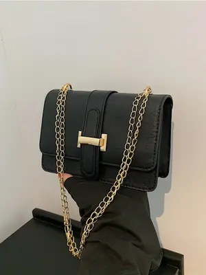 Black Chain Shoulder Bag for Women