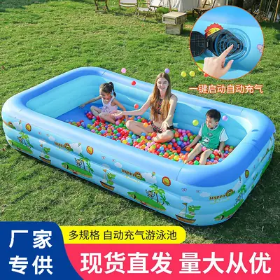 Inflatable Swimming Pool Thickened Blue and White Printed Children's Swimming Pool Adult Outdoor Foldable Bath Pool Infant Swimming Pool