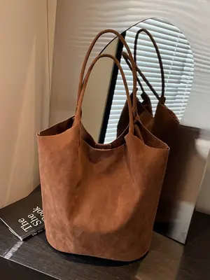 Women's Suede Shoulder Bag Large Capacity Brown