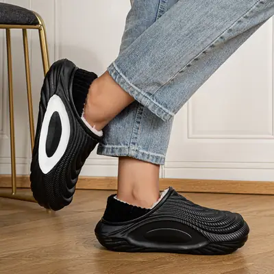 Waterproof Couple Cotton Slippers Men's Home Slippers Women's Baotou Soft Sole Non-Slip Thickeneded Warm Autumn and Winter