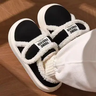 Winter Cute Cotton Slippers for Women Thick Non-Slip