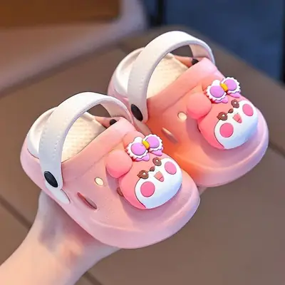 Croc Shoes for Kidsren and Girls 1-3 Years Old Thick-Soled Beach Outer Wear Kidsren's Breathable Cute Cartoon Baby Summer Slippers
