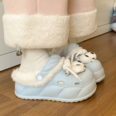 2025 Winter Cartoon Detachable Cotton Slippers Black