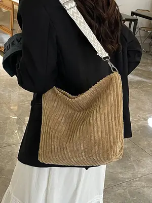 Korean Style Woolen Crossbody Bag Large Capacity