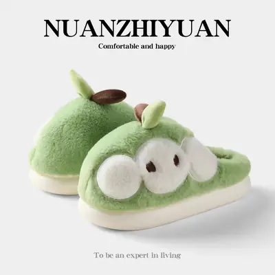 Nanbowan Red Furry Slippers for Women Winter Warm