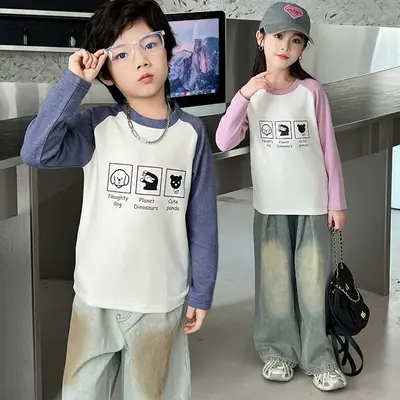 Boys & Girls Raglan Sweatshirt Set Autumn Winter