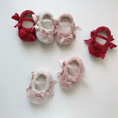 6-18 Months Winter Baby Shoes, Baby Toddler Shoes, Warm Cotton Shoes, Korean Style Furry Shoes, Princess Baby Flats Shoes