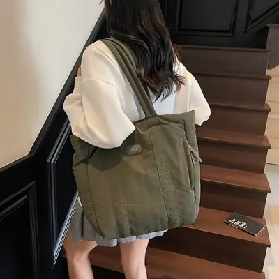 Cross-Border Korean Large Capacity Tote Bag Olive Green