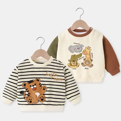 Baby Sweatshirt Striped Bear Print Spring Fall Boys