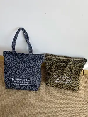 Leopard Print Large Cap Bag Korean Canvas Shoulder Tote