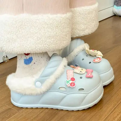 Cartoon Bear Warm Slip-On Shoes for Women