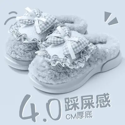 Women Cotton Slippers Warm Bow Winter Autumn 2025