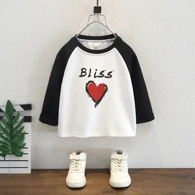 Boys Long Sleeve T-Shirt Black Korean Style 2025