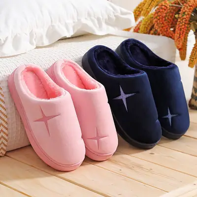 Pink Cotton Slippers for Women Winter Indoor Warm