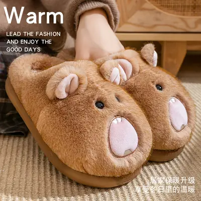 Thickened Cotton Bear Slippers for Women Warm Indoor