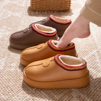 Winter Fleece Lined Cotton Slippers for Women & Men