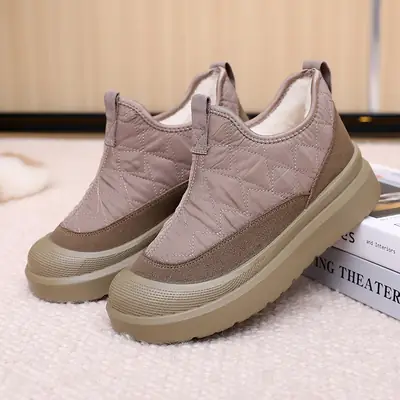 Women's Boots Winter New Cotton Boots Mom Shoes Warm Plush Snow Boots Fashion Versatile Wear-Resistant Thick-Soled Women's Shoes