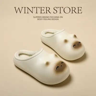 Cartoon Cute Cat Little Fat Cat Cotton Slippers 2025 Autumn and Winter New Outer Wear Waterproof Anti-Slip Thick-Soled Warm Cotton Shoes for Women