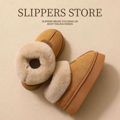 Women Cotton Winter Slippers Warm Thick Soled