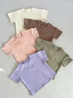 2026 Spring Kids Cotton Short Sleeve T-Shirts Set