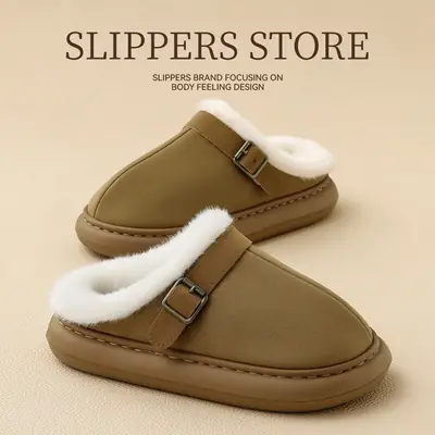 Women Winter Cotton Slippers Warm Non-Slip