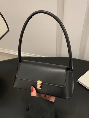 Black Leather Shoulder Bag for Women 2025