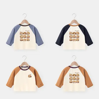 Baby Raglan T-Shirt Brown Cream 3/4 Sleeve