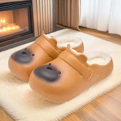 Women Winter Warm Plush Cotton Slippers Black